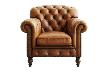 Leather chair isolated on a transparent background