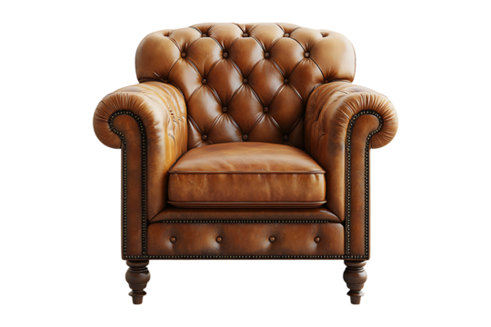 Leather chair isolated on a transparent background