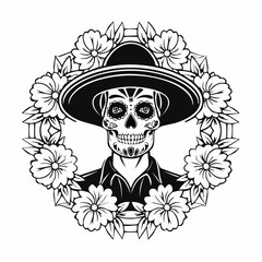 Hispanic heritage sugar skull marigold Festive dia de los muertos  image vector