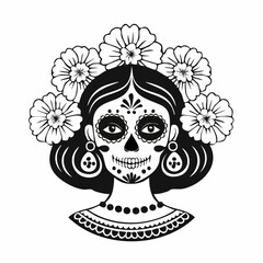 Hispanic heritage sugar skull marigold Festive dia de los muertos  image vector