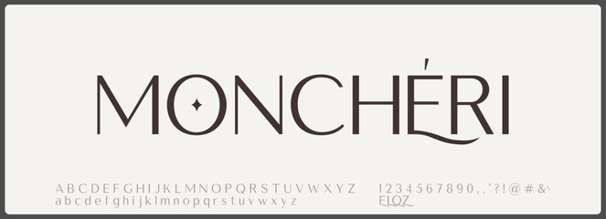 Luxury serif vector font. Elegant alphabet with uppercase, lowercase, and number.  Typography luxury classic lettering serif italic fonts decorative wedding vintage retro logo.