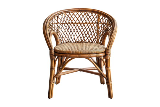 Rattan chair isolated on a transparent background