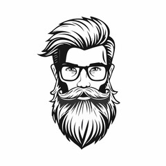 Bearded Hipster Model Vectors and Illustration Isolated on white Background.