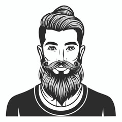 Bearded Hipster Model Vectors and Illustration Isolated on white Background.