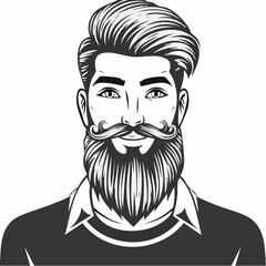 Bearded Hipster Model Vectors and Illustration Isolated on white Background.