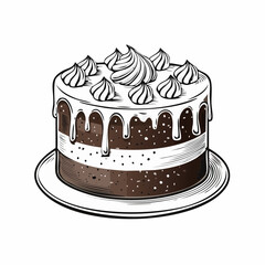 Decadent Chocolate Fudge Cake Image Vector Isolated on white background.