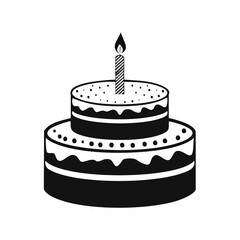 Birthday Simple Cake with One Candle image vector isolated on white background.