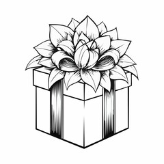 Beautiful Gift Box With Flower Bow Image vector isolated on white background.