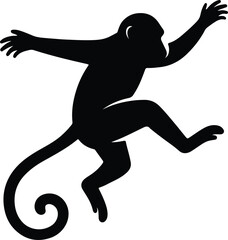 Silhouette monkey climbing chimpanzee ape wildlife primate animal Vector illustration