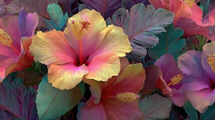   A detailed image of multiple flowers, with a cluster of blooms at the center and a solitary blossom positioned prominently in the frame