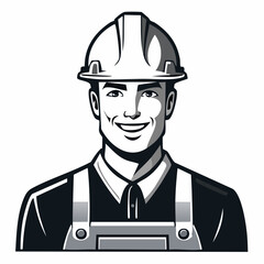 Handsome Construction Worker Image Vector. Stylized Construction Worker Image Illustrations.