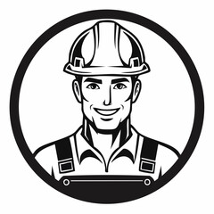 Handsome Construction Worker Image Vector. Stylized Construction Worker Image Illustrations.