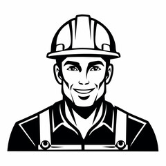 Handsome Construction Worker Image Vector. Stylized Construction Worker Image Illustrations.