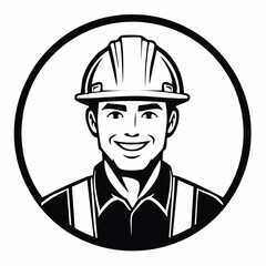 Handsome Construction Worker Image Vector. Stylized Construction Worker Image Illustrations.