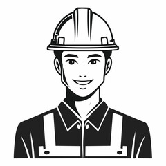 Handsome Construction Worker Image Vector. Stylized Construction Worker Image Illustrations.