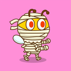 illustration of cute cartoon bee cosplay zombie