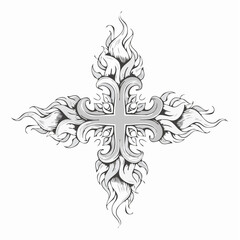 Fire Cross Image Vector. Fire Cross Illustration isolated on white background.