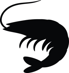 Silhouette shrimp prawn seafood black graphic design Vector illustration