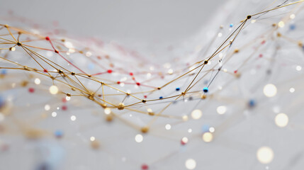 Abstract technology white background. Earth network with glowing nodes and net lines business connection of lines from nodes It is connected to endless nodes and represents the innovation 