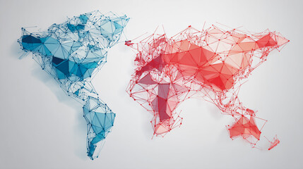 Abstract technology white background. Earth network with glowing nodes and net lines business connection of lines from nodes It is connected to endless nodes and represents the innovation 