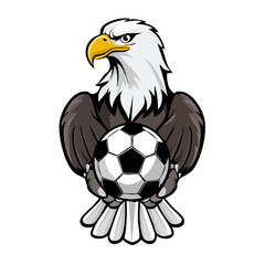 Eagle Soccer Image vector. Eagle Holding Soccer Ball Image Vector isolated on white Background.