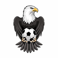 Fototapeta premium Eagle Soccer Image vector. Eagle Holding Soccer Ball Image Vector isolated on white Background.