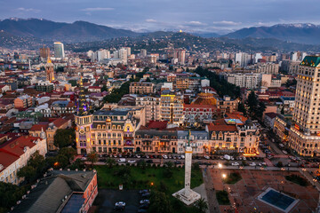 Obraz premium Evening Batumi, Georgia, aerial drone view