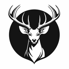 Majestic Whitetail Deer Buck Silhouette vector image isolated on white background.