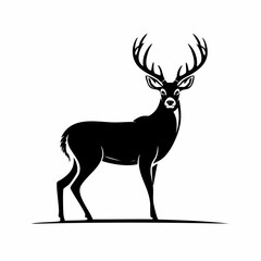 Majestic Whitetail Deer Buck Silhouette vector image isolated on white background.
