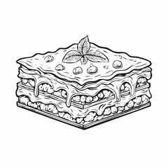 Delicious lasagna with meat sauce and cheese image vector on white background.