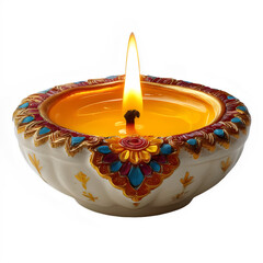 Candle flame burning on transparent background