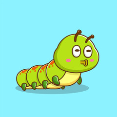 illustration of cute cartoon caterpillar with smile face