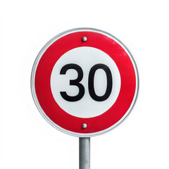 Speed limit sign 30 on transparent background