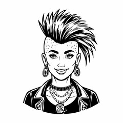 Punk Image vector. Punk Character Mohawk Image Illustration isolated on white background.
