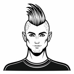 Punk Image vector. Punk Character Mohawk Image Illustration isolated on white background.
