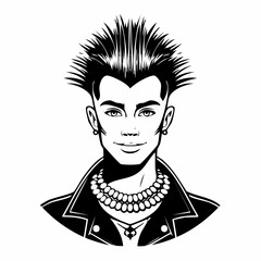 Punk Image vector. Punk Character Mohawk Image Illustration isolated on white background.