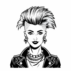 Punk Image vector. Punk Character Mohawk Image Illustration isolated on white background.