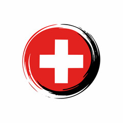 Swiss Flag Grunge Design Logo Vector isolated on white background.