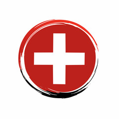 Swiss Flag Grunge Design Logo Vector isolated on white background.