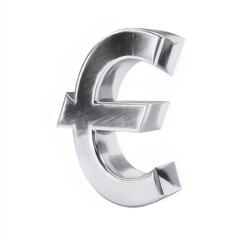 Silver euro currency on transparent background
