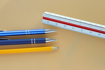Pencil concept. Close up on stationary.