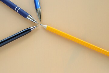 Pencil concept. Close up on stationary.