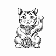 Chinese Lucky Cat Images Vector Isolated on white Background.