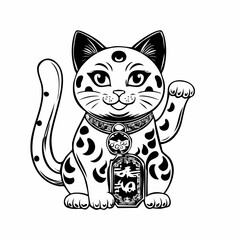 Chinese Lucky Cat Images Vector Isolated on white Background.