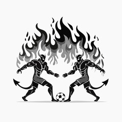 Hellfire Soccer Duel Between Demons with Intense Flames and Wild Energy image vector.