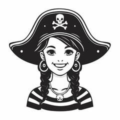 Smiling Female Pirate Image vector isolated white background.