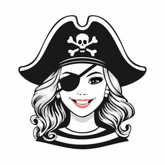 Smiling Female Pirate Image vector isolated white background.