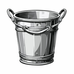 Rustic metal bucket Image Vector isolated on white background