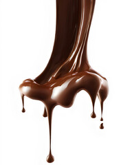 Melted chocolate drip on transparent background
