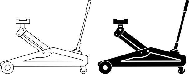 side view Car floor jack icon set